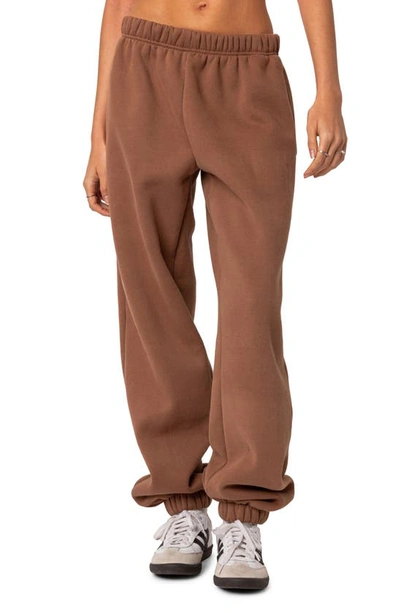 Edikted Clark Oversize Cotton Blend Sweatpants In Brown