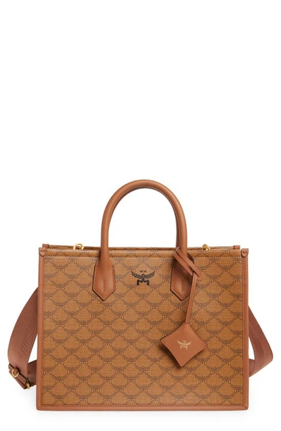 Mcm Himmel Lauretos Medium Tote Bag In Cognac