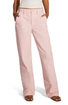 Favorite Daughter The Taylor Cotton Straight Leg Trousers In Pink