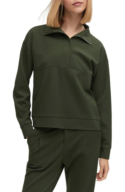 Mango Half Zip Sweatshirt In Khaki