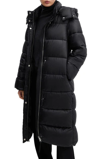 Mango Hooded Water-repellent Quilted Jacket Black