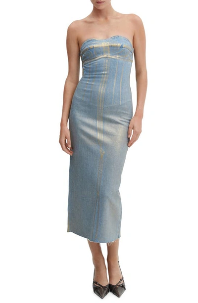 Mango Denim Foil Dress Gold | ModeSens