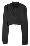 Courrèges Cropped Hooded Trackjacket In Black