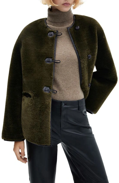 Mango Women's Fur-effect Appliques Coat In Khaki