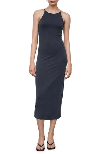 Mango Midi Modal Dress Petrol Blue