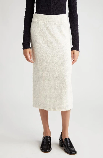 Vince Smocked Cotton Blend Midi Skirt In Cream