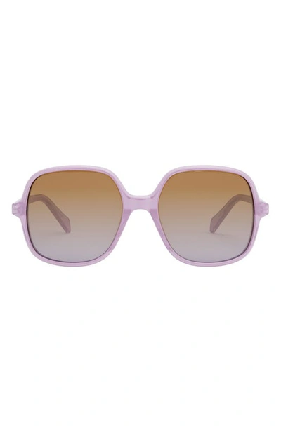 Celine Bold 3 Dots 55mm Gradient Square Sunglasses In Shiny Lilac / Gradient Brown