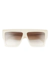 Celine 51mm Rectangular Sunglasses In Shiny Milky Cream