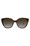 Fendi The  Baguette 54mm Round Sunglasses In Colored Havana / Brown Polar