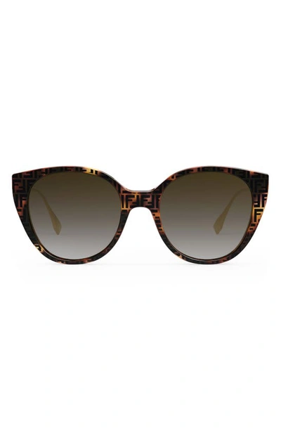 Fendi The  Baguette 54mm Round Sunglasses In Colored Havana / Brown Polar