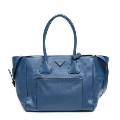 Prada Front Pocket Wing Tote In Blue