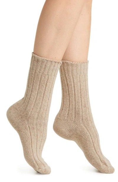 American Trench Wool & Silk Blend Crew Socks In Oatmeal