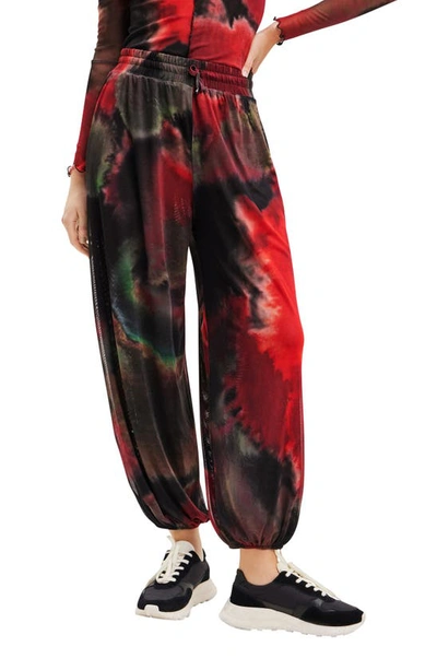 Desigual Naila Tie Dye Joggers In Red