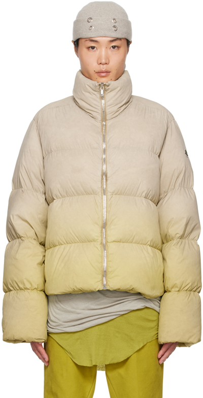 Rick Owens Moncler +  Taupe & Green Cyclopic Down Jacket In 28d Acid Degrade