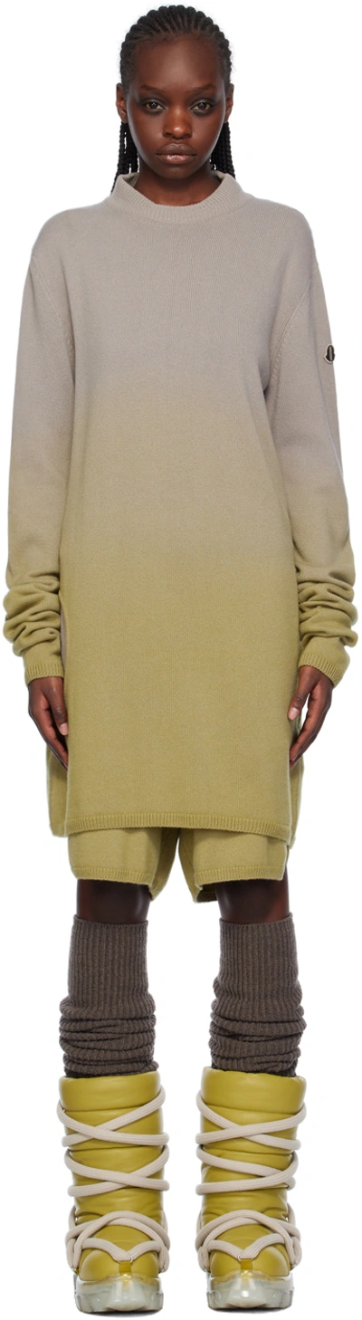 Rick Owens Moncler +  Taupe & Green Sweater In D82 Acid Degrade