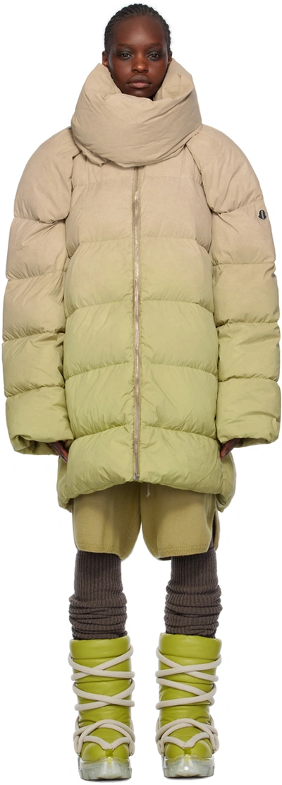 RICK OWENS MONCLER + RICK OWENS TAUPE & GREEN DOWN COAT