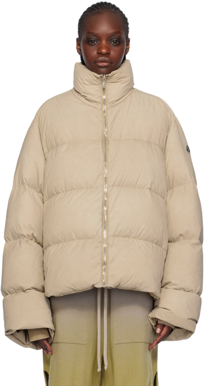 Rick Owens Taupe Moncler Edition Cyclopic Down Jacket In 22d Dirt