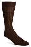 Canali Cotton Rib Dress Socks In Dk Brown