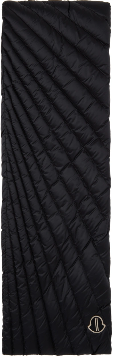 Rick Owens Black Moncler Edition Radiance Down Scarf In 999 Black
