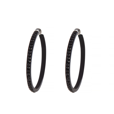 Lovisa Black Jewel Flat Edge Hoop Earrings