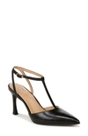 Naturalizer Astrid T-strap Pointed Toe Pump In Black Leather
