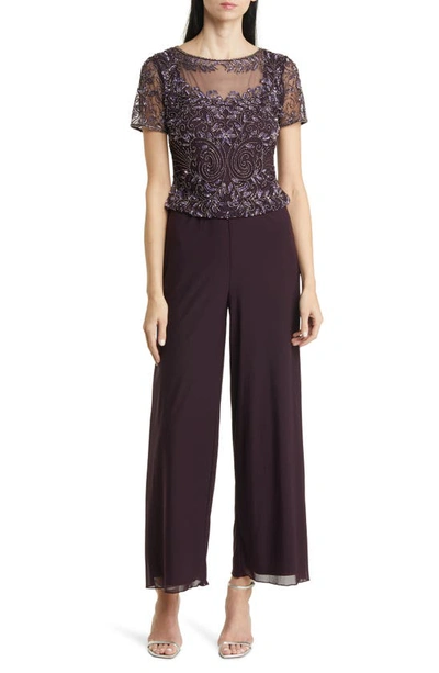 Pisarro Nights Beaded Jumpsuit In New Wine 603