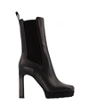 Off-white Smooth Leather Ankle Boots With High Block Heel In Black