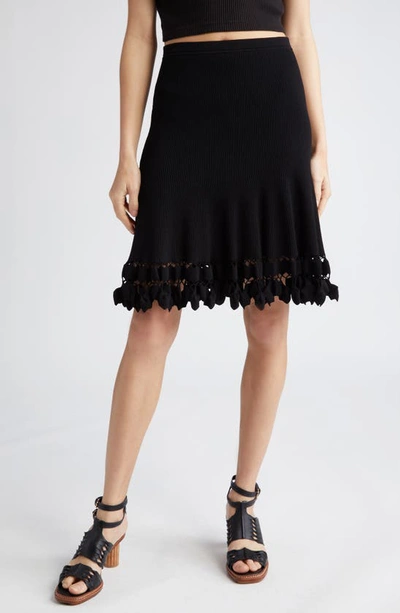 Ulla Johnson Danica Embellished-hem Mini Knit Skirt In Black