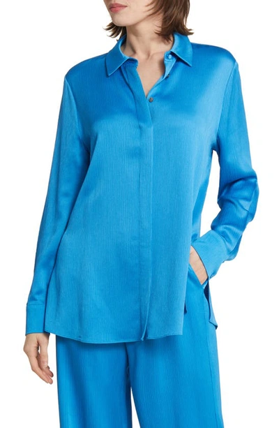 Kobi Halperin Women's Bella Satin Oversized Shirt In Ocean