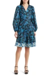 KOBI HALPERIN TROPICAL PRINT LONG SLEEVE FIT & FLARE DRESS