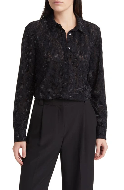 Kobi Halperin Women's Lucia Embellished Stretch Lace Button-front Blouse In Black