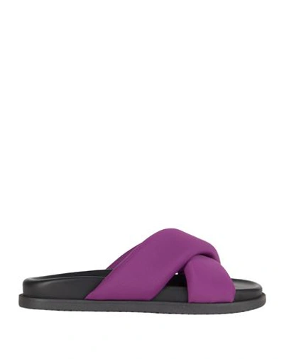 Copenhagen Studios Woman Sandals Dark Purple Size 7 Textile Fibers