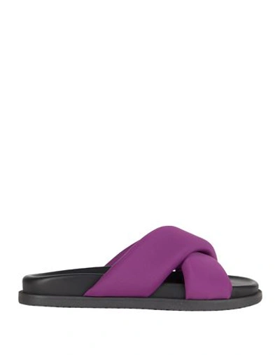 Copenhagen Studios Woman Sandals Dark Purple Size 7 Textile Fibers In Purple