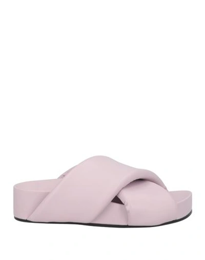 JIL SANDER JIL SANDER WOMAN SANDALS LILAC SIZE 7 SOFT LEATHER