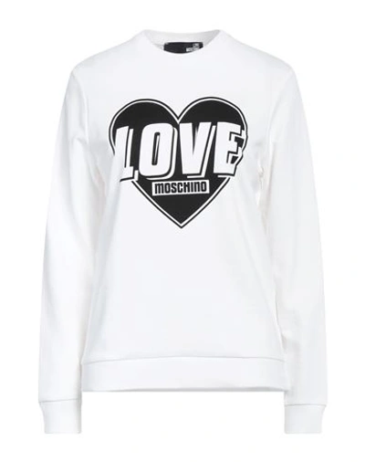 Love Moschino Woman Sweatshirt White Size 8 Cotton, Elastane