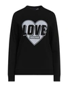 Love Moschino Woman Sweatshirt Black Size 8 Cotton, Elastane