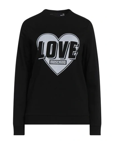 Love Moschino Woman Sweatshirt Black Size 8 Cotton, Elastane
