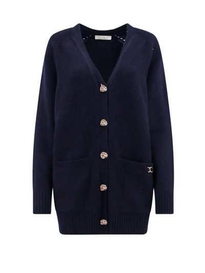 Chloé + Net Sustain Recycled Cashmere And Wool-blend Cardigan In Blue