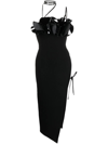 David Koma Asymmetrical Open-leg Midi Dress In Black