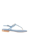 Paolo Ferrara Woman Thong Sandal Light Blue Size 7 Soft Leather