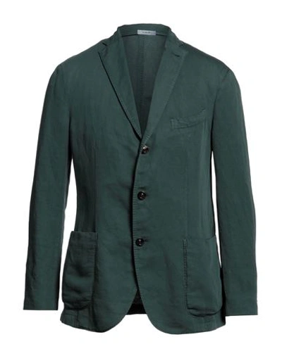 Boglioli Man Blazer Green Size 40 Cotton, Linen