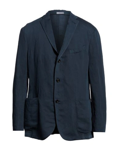 Boglioli Man Suit Jacket Navy Blue Size 44 Cotton In Navy Blue
