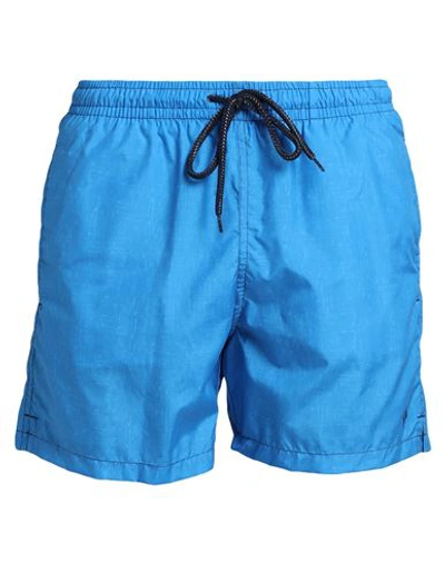 Drumohr Man Swim Trunks Azure Size Xxl Polyester In Blue