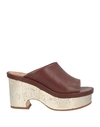Chloé Oli Leather Platform Mules In Brown