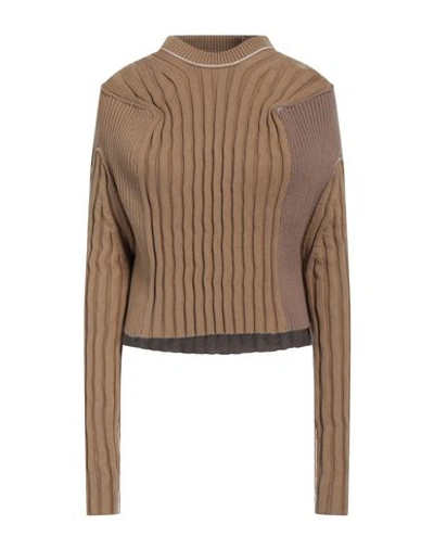 Mm6 Maison Margiela Woman Sweater Camel Size Xs Cotton, Acrylic, Wool, Polyamide, Elastane In Beige