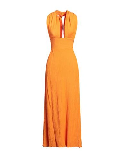 Faithfull The Brand Tropiques Maxi Dress Woman Maxi Dress Orange Size 6 Linen, Rayon