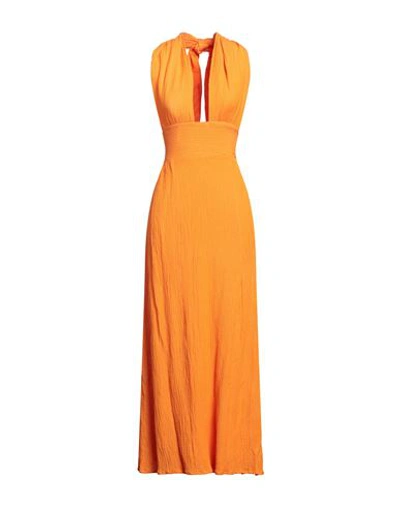 Faithfull The Brand Faithfull Tropiques Maxi Dress Woman Maxi Dress Orange Size 6 Linen, Rayon