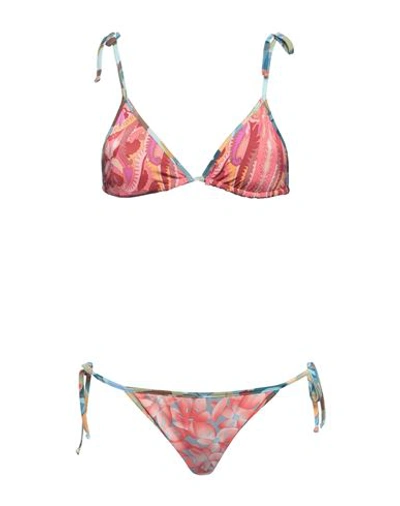 M Missoni Woman Bikini Coral Size 4 Polyester, Elastane In Red