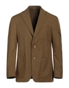 Caruso Man Blazer Camel Size 42 Polyester In Beige