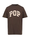 Pop Trading Company Pop Trading Company Man T-shirt Brown Size M Cotton, Polyester